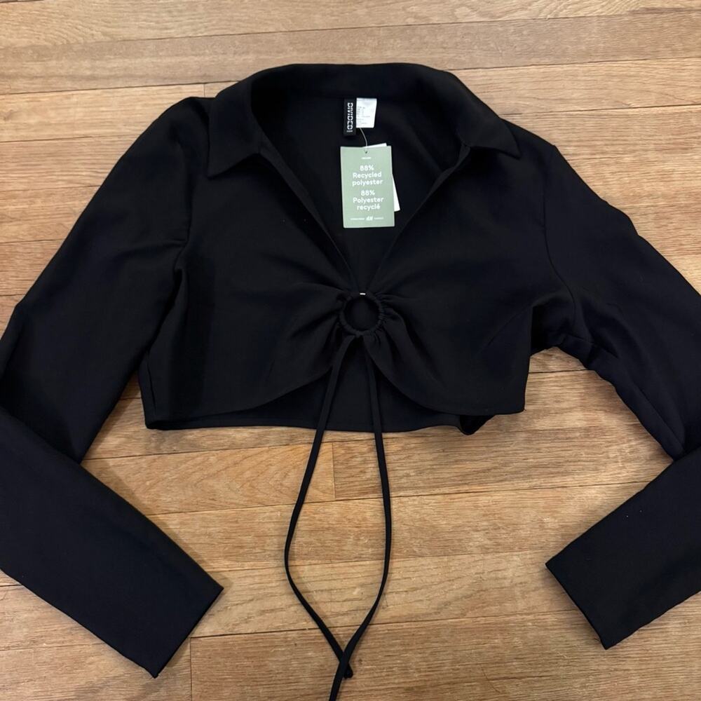 NWT H&M Divided black long sleeve blouse shirt top size large L
b68